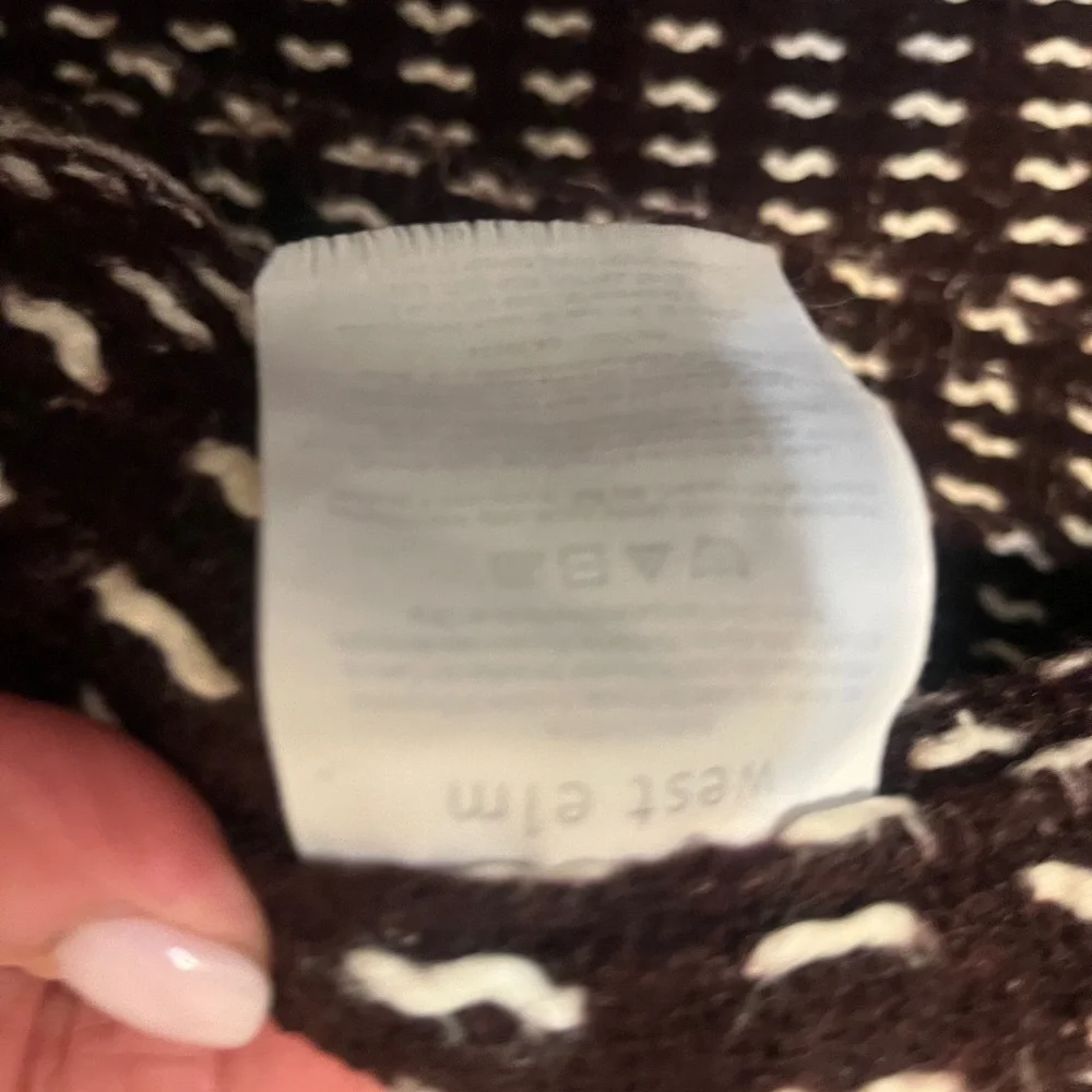 West Elm Burgundy Plum Maroon Dash Stitch Throw Blanket